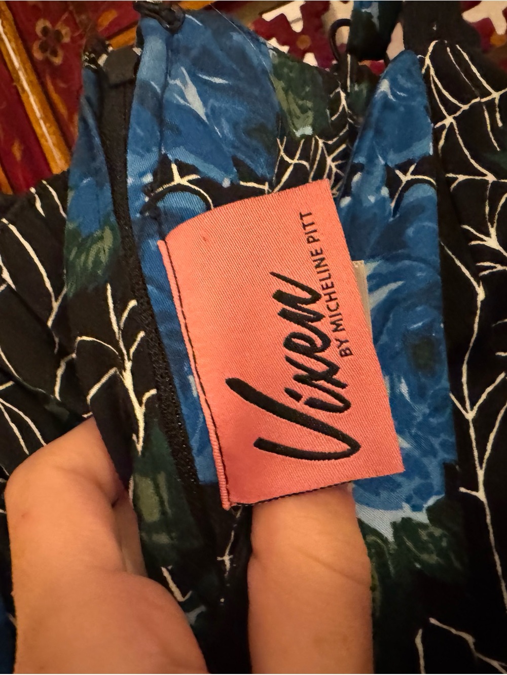 Vixen by Micheline Pitt Blue Rose & Spiderweb CIRCLE DRESS! - Picture 2 of 5